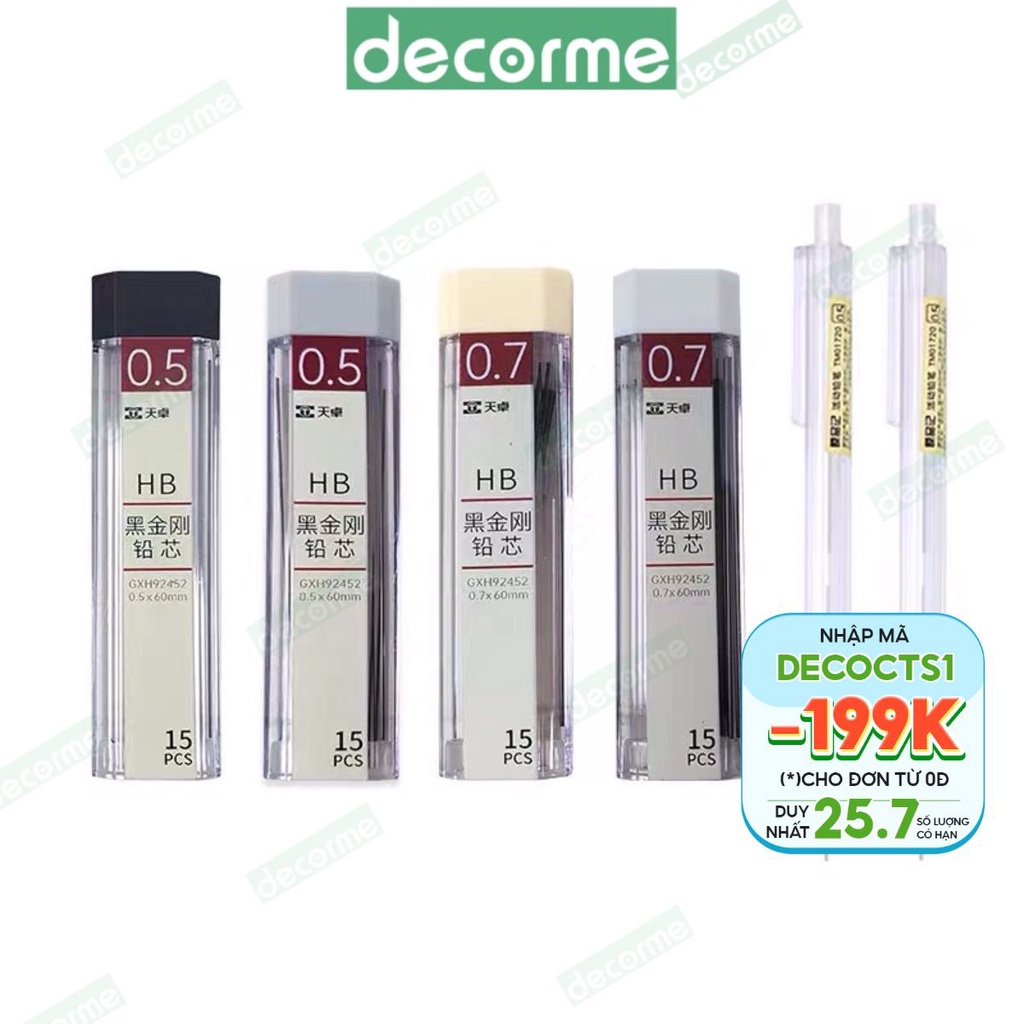 Ruột bút chì kim, ngòi chì kim 0.5 - 0.7mm phụ kiện văn phòng phẩm DecorMe