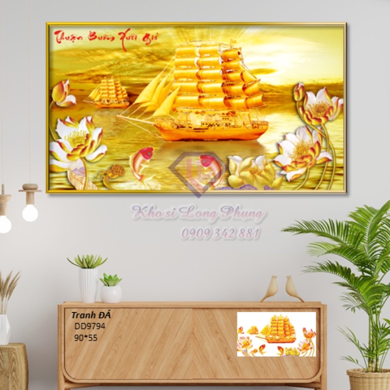 Tranh đính đá 5D- Tranh Thêu Chữ Thập Thuận buồm xuôi gió D9794 (90x55 cm ) chưa đính