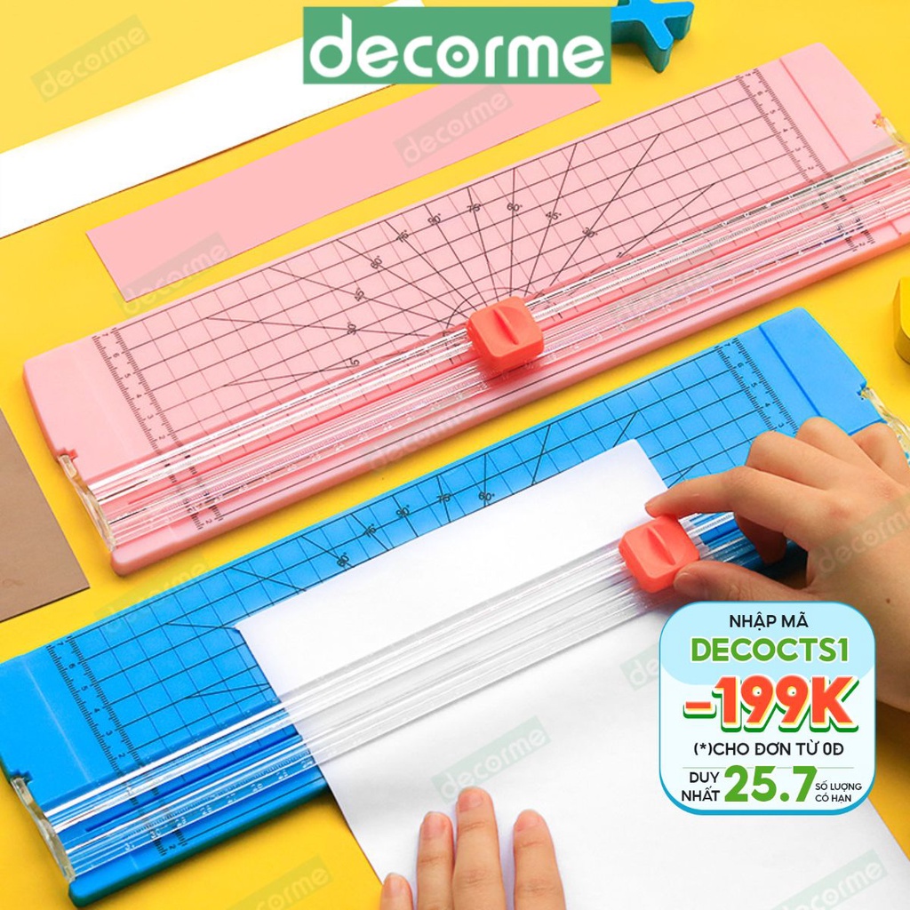 Bàn cắt giấy mini Decorme kích thước A4 A5 B5 tiện lợi Bảng cắt giấy văn phòng có săn đầu cắt