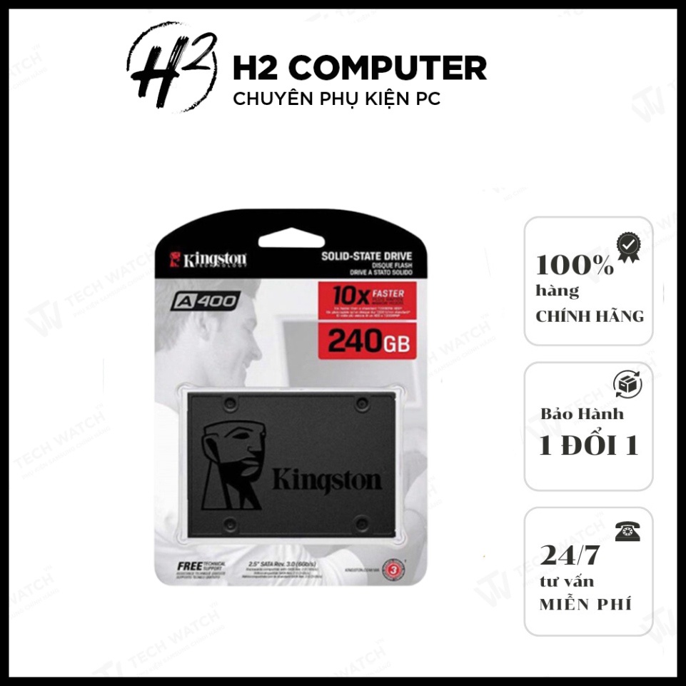 Ổ cứng SSD Kingston A400 240Gb 2.5" SATA 3.0 6Gb/giây (SA400S37/240G) - BH 3 Năm Lỗi 1 Đổi 1 Kingston A400 240Gb 2