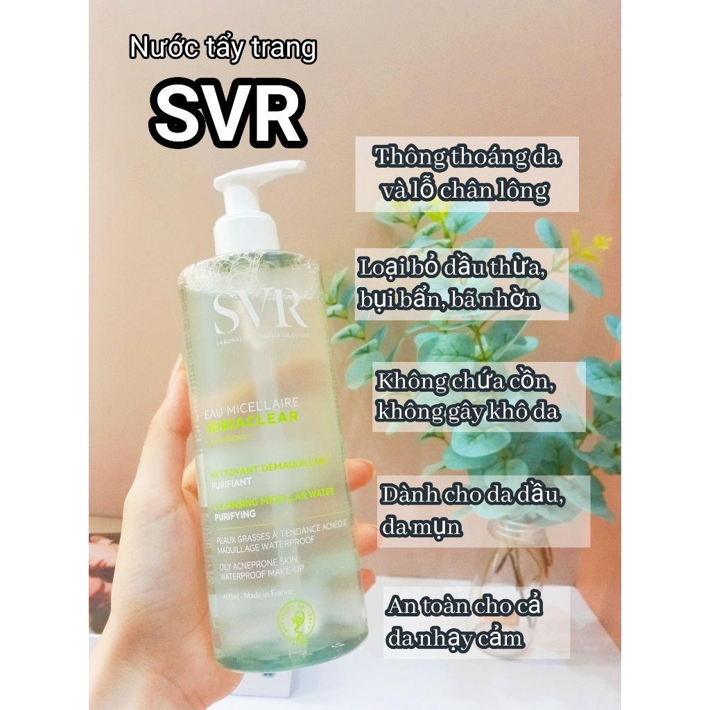 Tẩy trang SVR 400ml cho da dầu da mụn