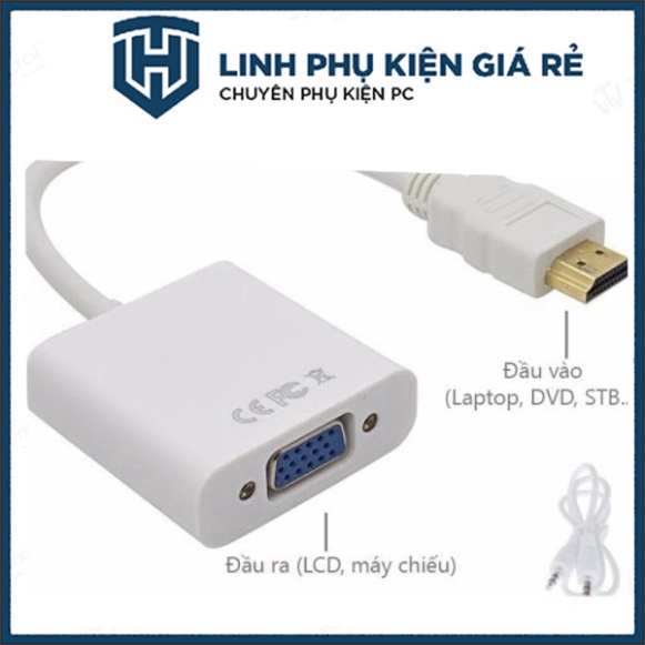 Cáp HDMI to VGA có tiếng động Audio