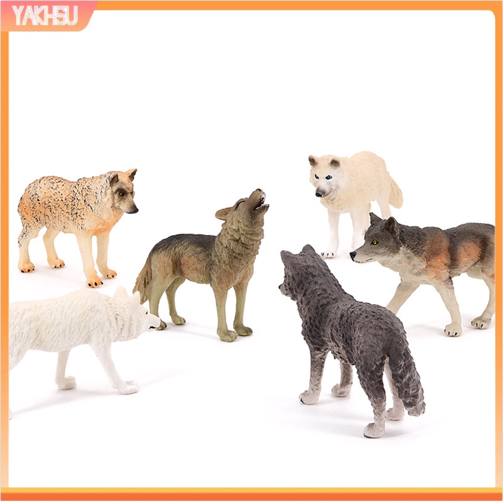 Mô hình chó sói hoang dã trang trí bằng nhựa