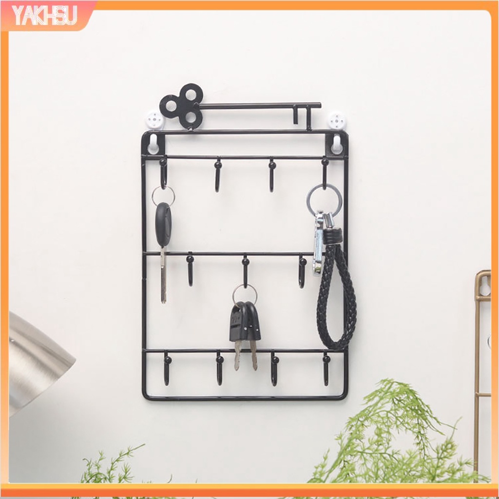 Giá đỡ treo chìa khóa/áo khoác/ nón bằng sắt 11 móc tiện dụng trang trí nhà cửa
