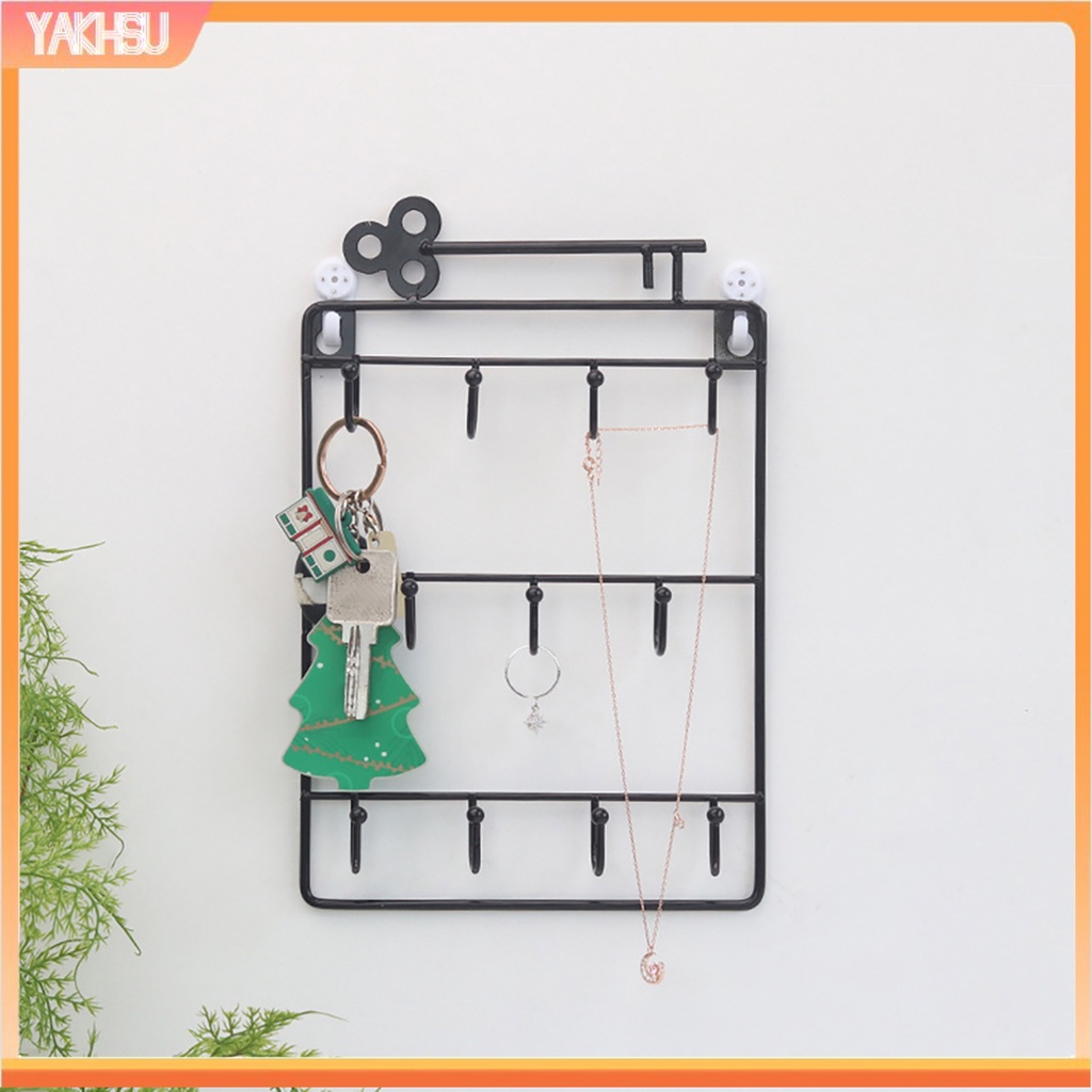 Giá đỡ treo chìa khóa/áo khoác/ nón bằng sắt 11 móc tiện dụng trang trí nhà cửa