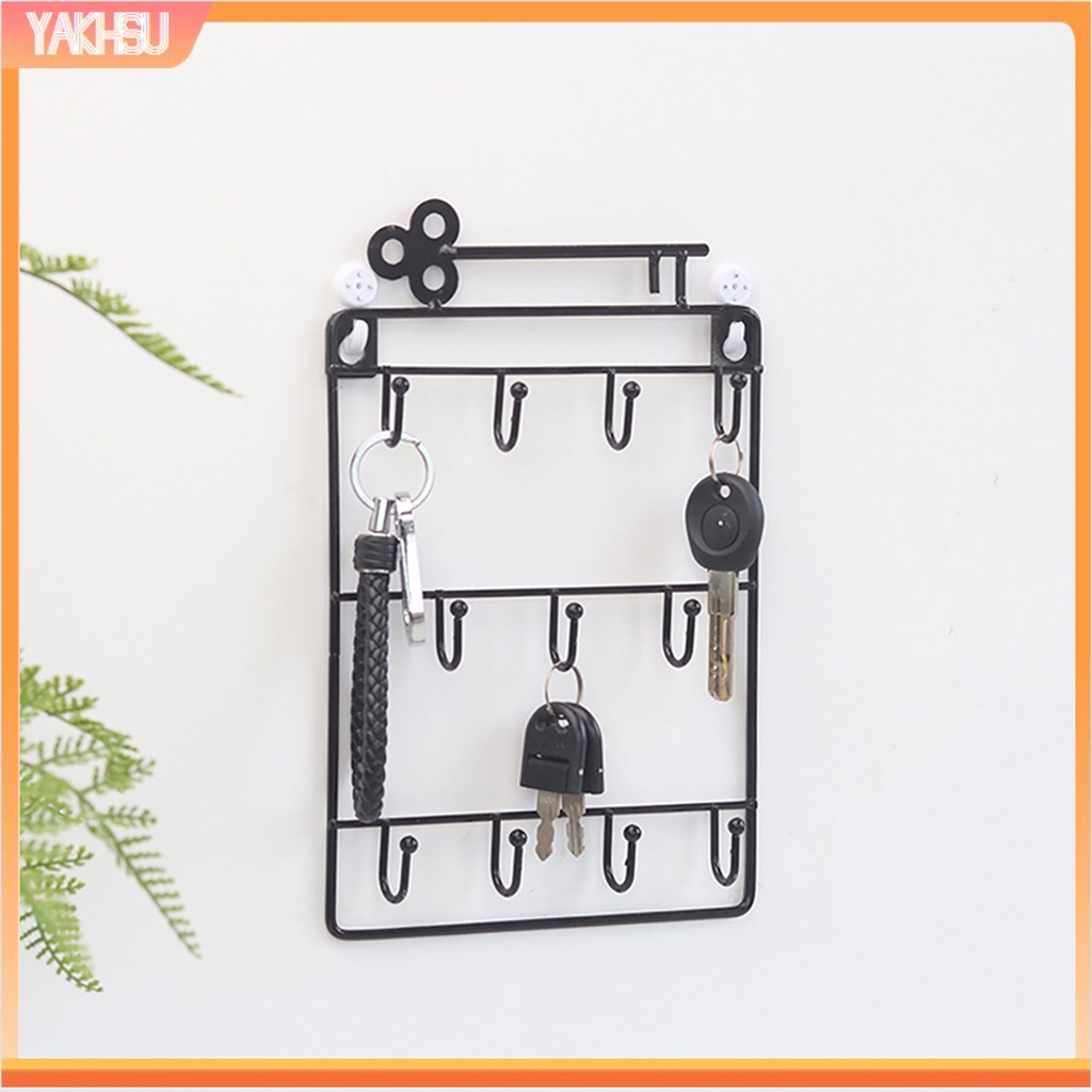 Giá đỡ treo chìa khóa/áo khoác/ nón bằng sắt 11 móc tiện dụng trang trí nhà cửa