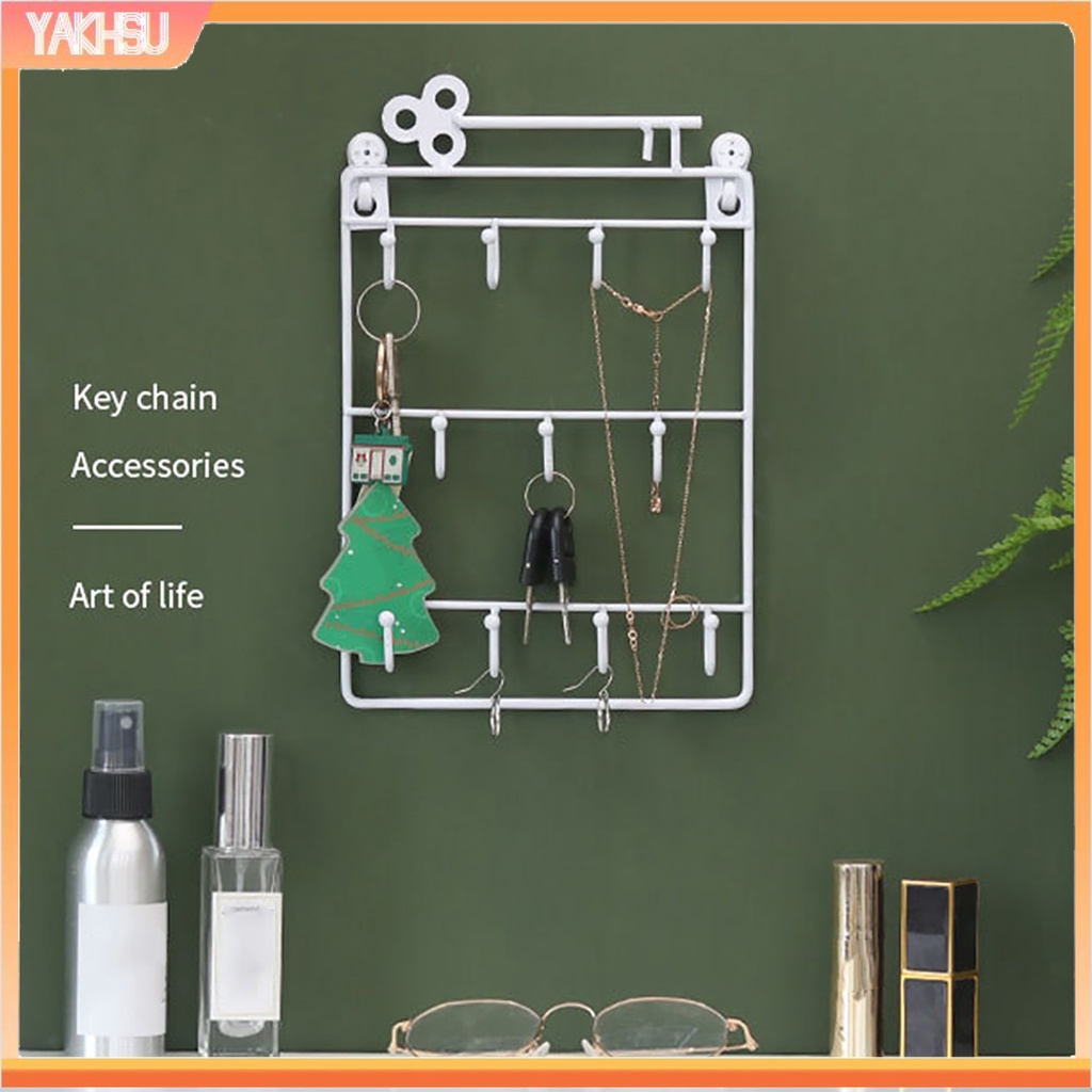 Giá đỡ treo chìa khóa/áo khoác/ nón bằng sắt 11 móc tiện dụng trang trí nhà cửa