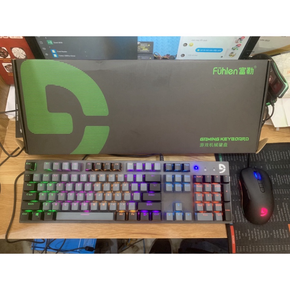 Bàn Phím CƠ cao cấp Fulhen K1 LED 20 quy cách Cực Đẹp, Trục Cơ BLUE SWITCH Gõ Siêu Êm, Phím Full Size Cho máy tính