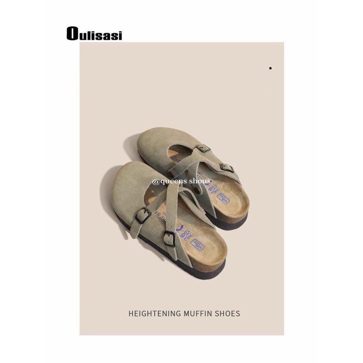 Giày Birkenstock Đế Dày Một Nửa Phong Cách Retro Thời Trang Xuân Hè Dành Cho Nữ