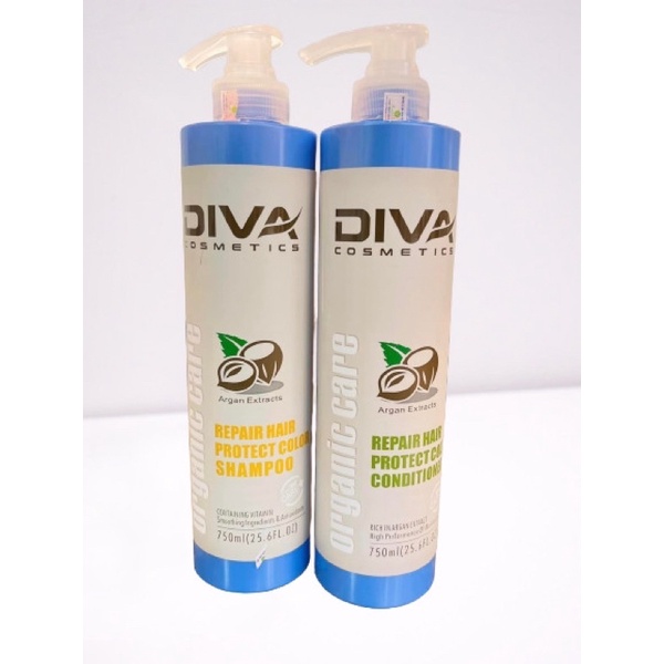 Bộ Dầu Gội Diva Xanh Phục Hồi Và Giữ Màu Nhuộm 500ml và 750ml