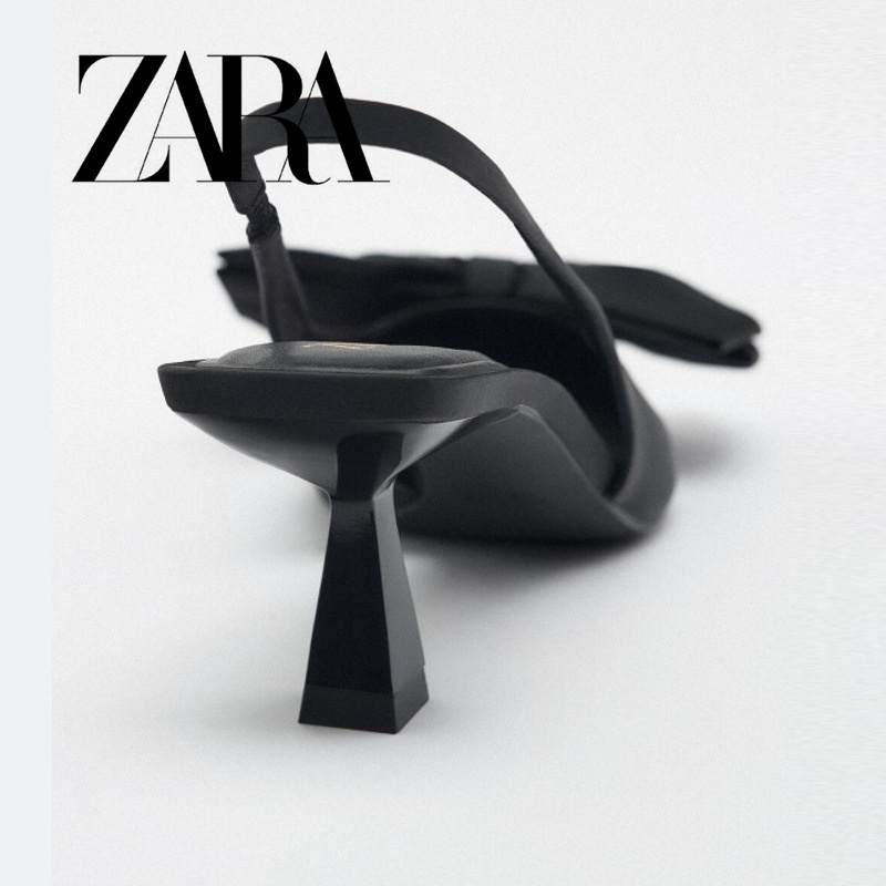 Giày Cao Gót Zara Mũi Nhọn Đế Mềm Đính Nơ Xinh Xắn Thời Trang Cho Nữ