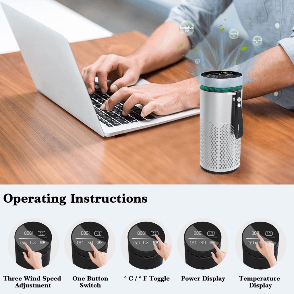 Khử mùi tạo hương Máy Lọc Không Khí Khử Mùi Ô tô 1200mAh tạo các ION Âm Negative ion Car air purifier