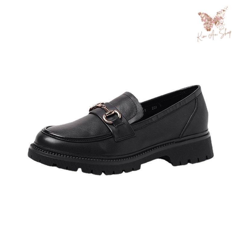 Giầy búp bê nữ da mềm quai xích đôn đế cao 4cm, giày nữ đi học ULZZANG SHOES phong cách hàn quốc