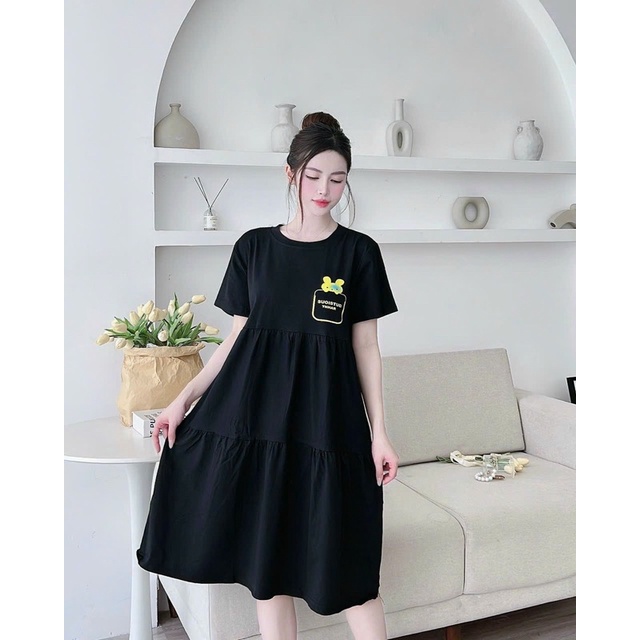 BOBIMOM| Đầm thun co giãn, vải mát hè năng động