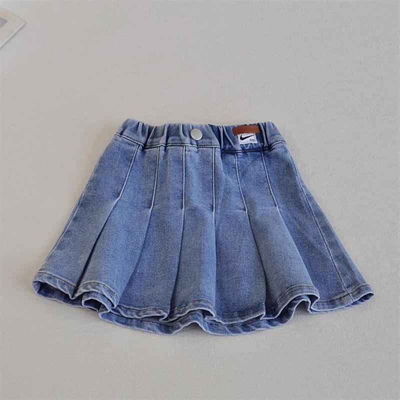 Chân váy jean Xếp Li Phong Cách Cao Bồi Thời Trang Mùa Xuân Dành Cho Bé Gái