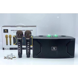 Loa karaoke bluetooth kèm 2 micro hát không dây YS 211 âm thanh hay bass căng pin lâu