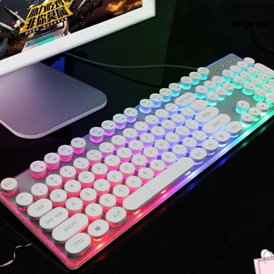Bàn phím gaming có đèn led 7 màu phím tròn keyboard chơi game T Wolf T80