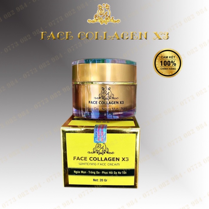 Kem Face Collagen X3 Đông Anh 20gr [Hàng Công Ty] Giúp Da Trắng Sáng, Mịn Màng, Ngừa Mụn, bình phục Da Hư Tổn