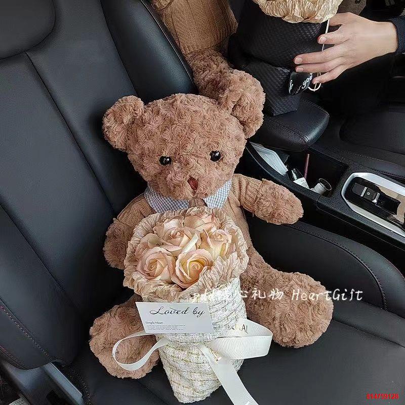 ▧℡✸Hoa hồng gấu Bó được bảo quản Quà tặng sinh nhật Búp bê