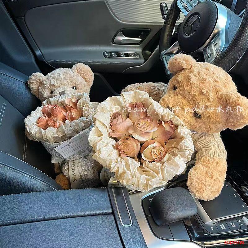 ▧℡✸Hoa hồng gấu Bó được bảo quản Quà tặng sinh nhật Búp bê