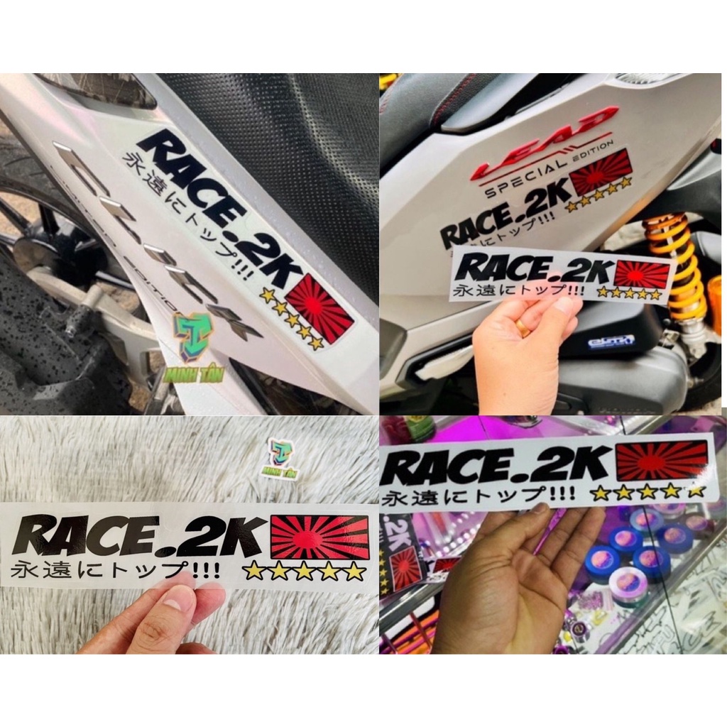 Team Dán Xe Tem Dán Xe Máy Tem Trang Trí Xe Máy Tem Lô Gô Chữ RACE.2K Trang Trí Nhiều Vị Trí Trên Xe