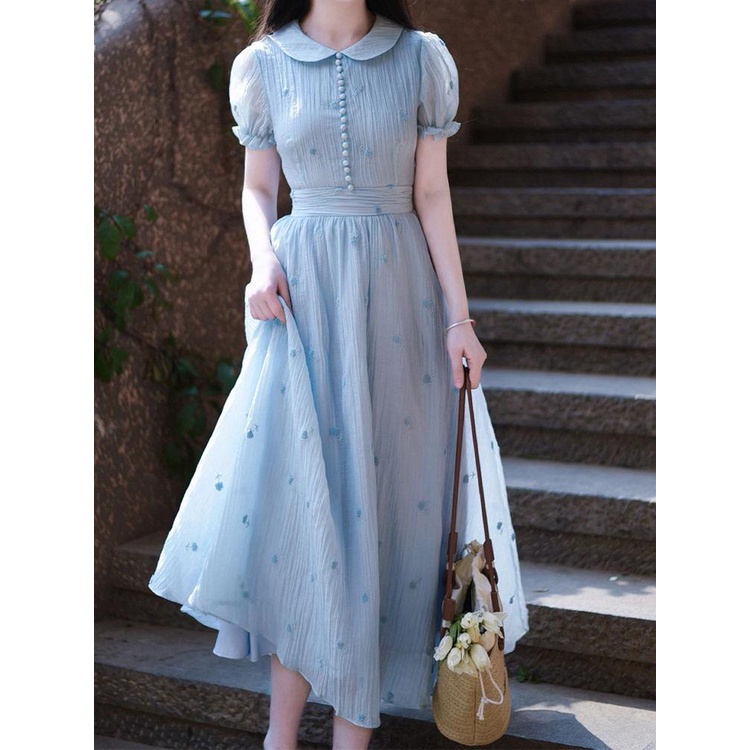 Goouliu Đầm Dài Qua Vai Phong Cách Pháp Thanh Lịch Cao Cấp Cho Nữ sma