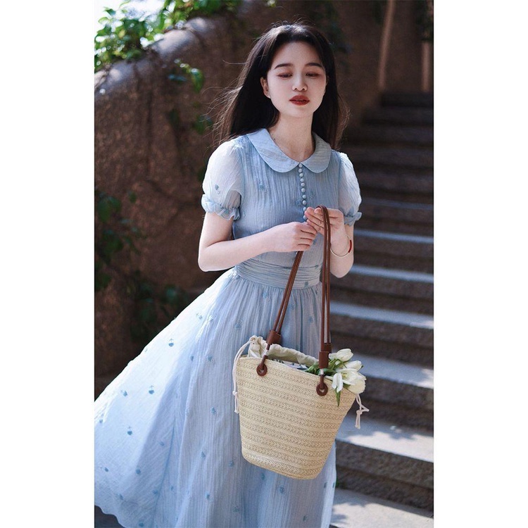 Goouliu Đầm Dài Qua Vai Phong Cách Pháp Thanh Lịch Cao Cấp Cho Nữ sma