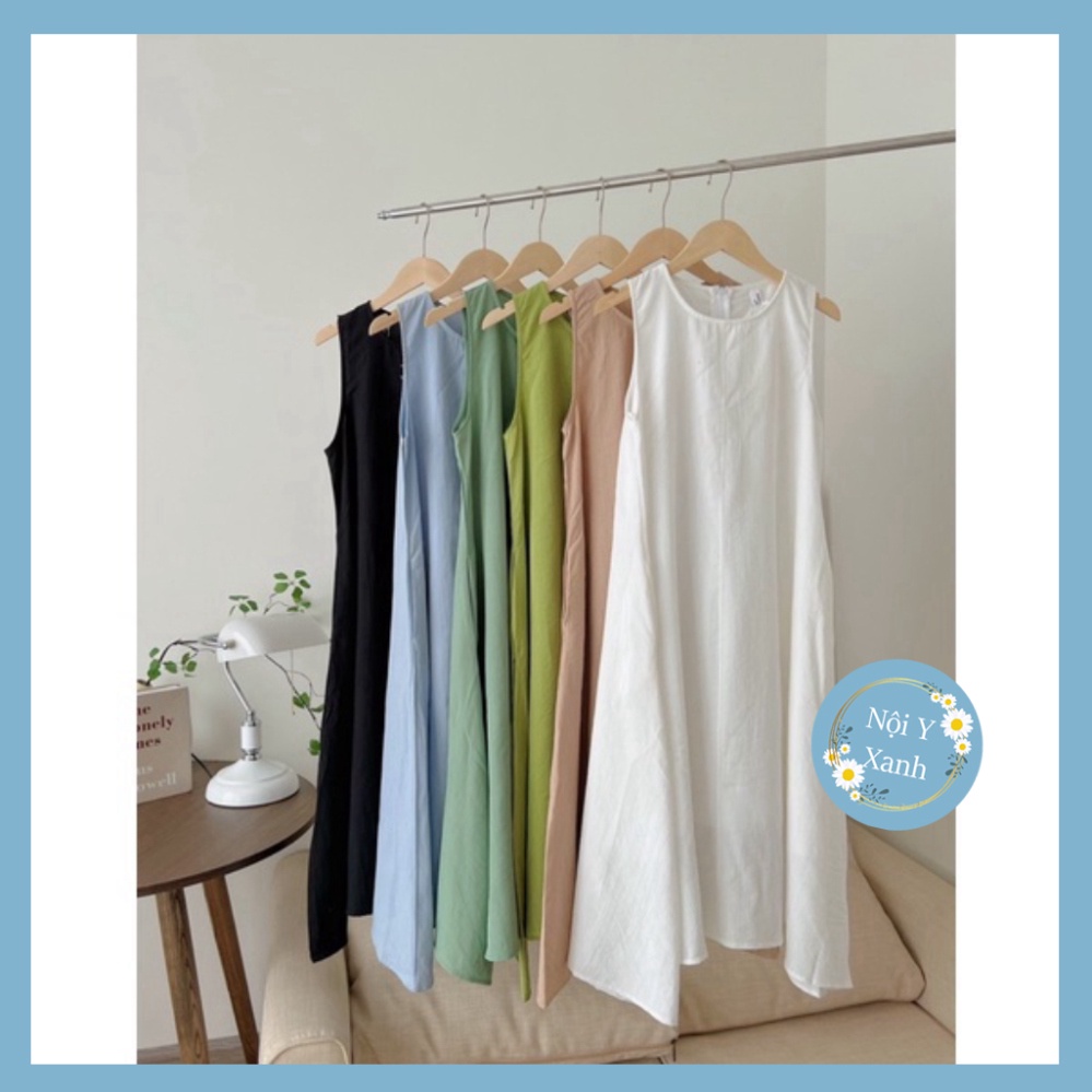 Đầm đũi khoét nách - váy đũi ba lỗ nhiều màu nội y xanh babydoll hot trend