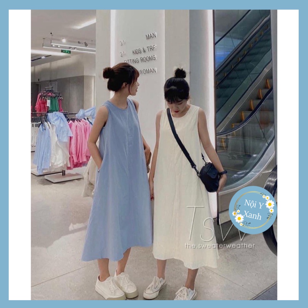 Đầm đũi khoét nách - váy đũi ba lỗ nhiều màu nội y xanh babydoll hot trend