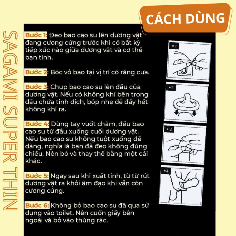 Bao cao su Sagami xtreme super thin siêu mỏng size 52mm hộp 10 bcs