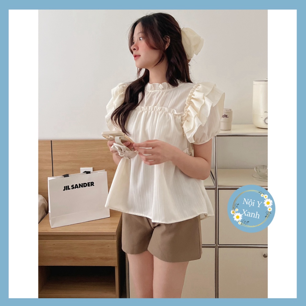 Áo babydoll chất gân cánh tiên tay ngắn nhiều màu 851 nội y xanh babydoll hot trend