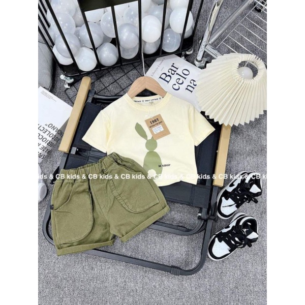Set áo cotton +quan kaki cho bé trai từ 8 đến 28ki