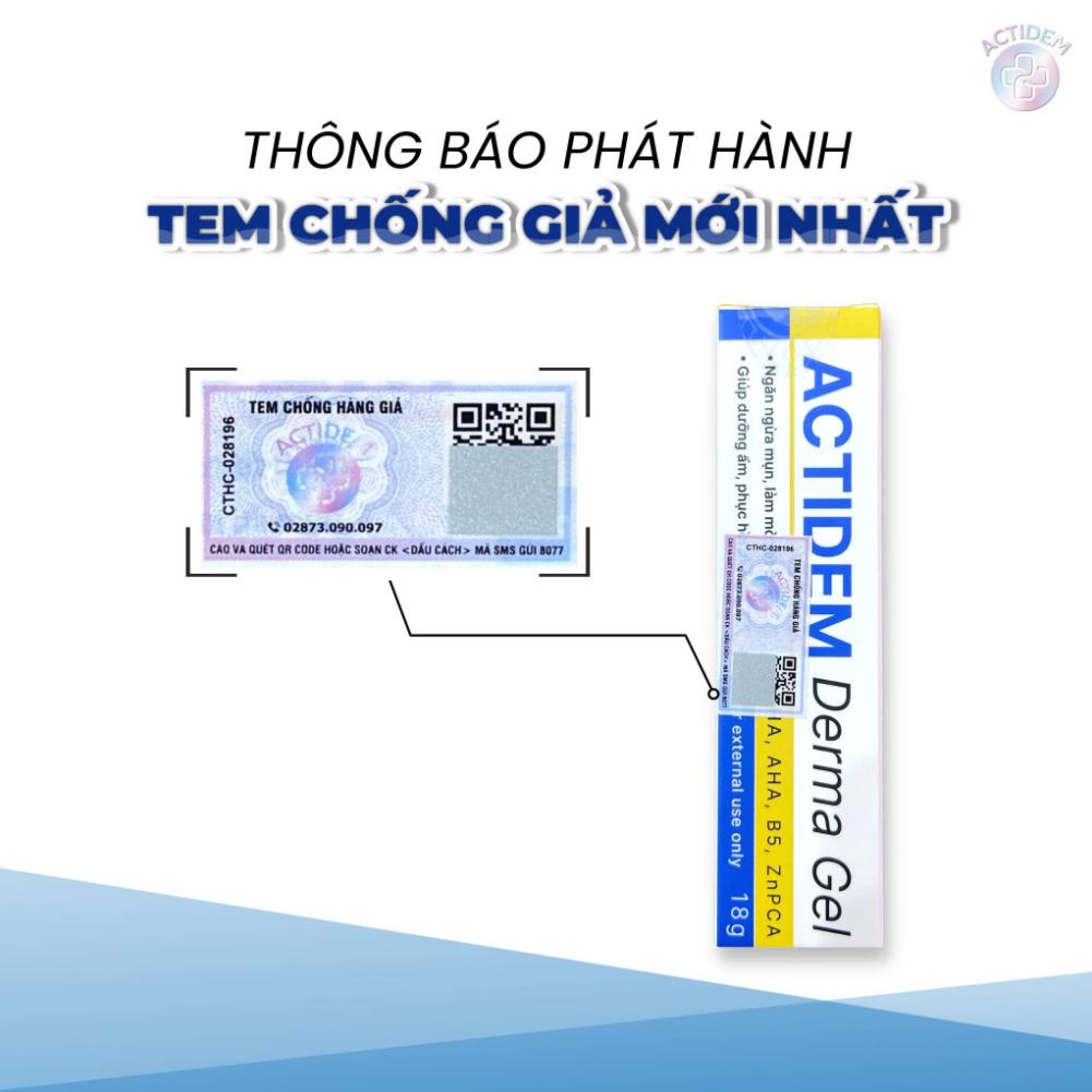 Actidem Derma Gel giảm mụn mờ thâm mụn ngăn ngừa mụn tái phát 18/40 gram