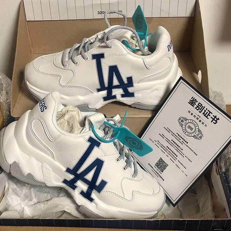 Giày Sneaker MLB Chunky LA, Giày Thể Thao Dodgers Xanh Nam Nữ Da Bò Đế Độn 2 Lớp Cao Cấp Full Size