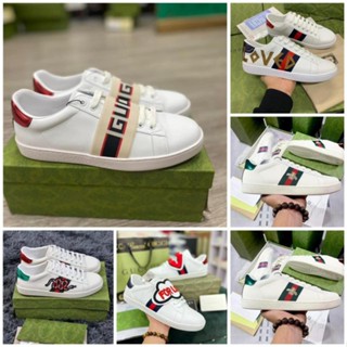 Giày Gucci Love,  Giày Thể Thao Gucci Chun + GC ong vàng rắn thêu Hàng Cao Cấp  Vanil Full Box Xanh