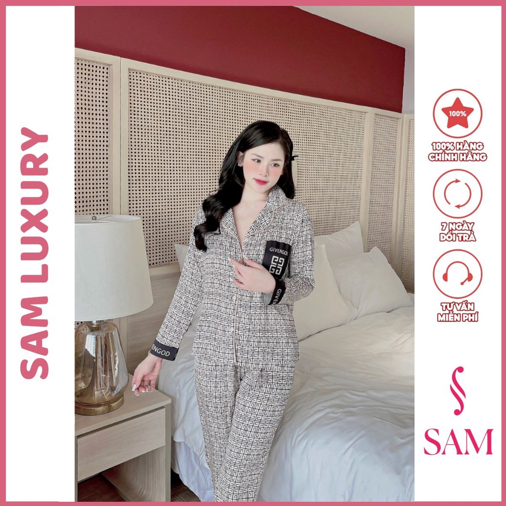 Bộ pijama dài tay lụa Sam luxury, bộ mặc nhà lụa mềm mịn