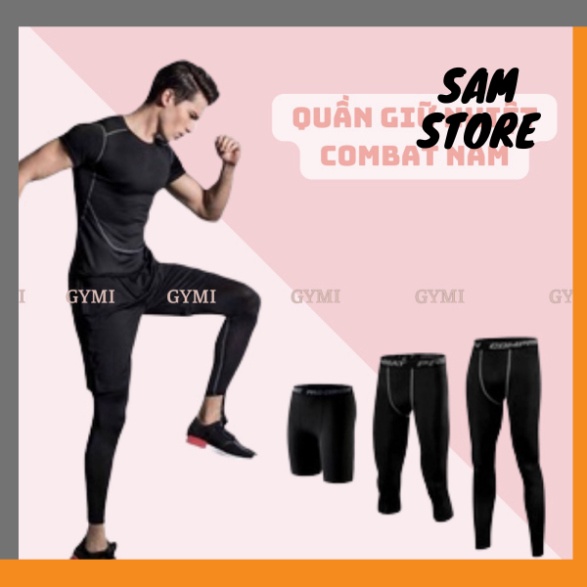 QUẦN GIỮ NHIỆT NAM COMBAT PRO, QUẦN LEGGING TẬP GYM NAM MÀU ĐEN - Sam store