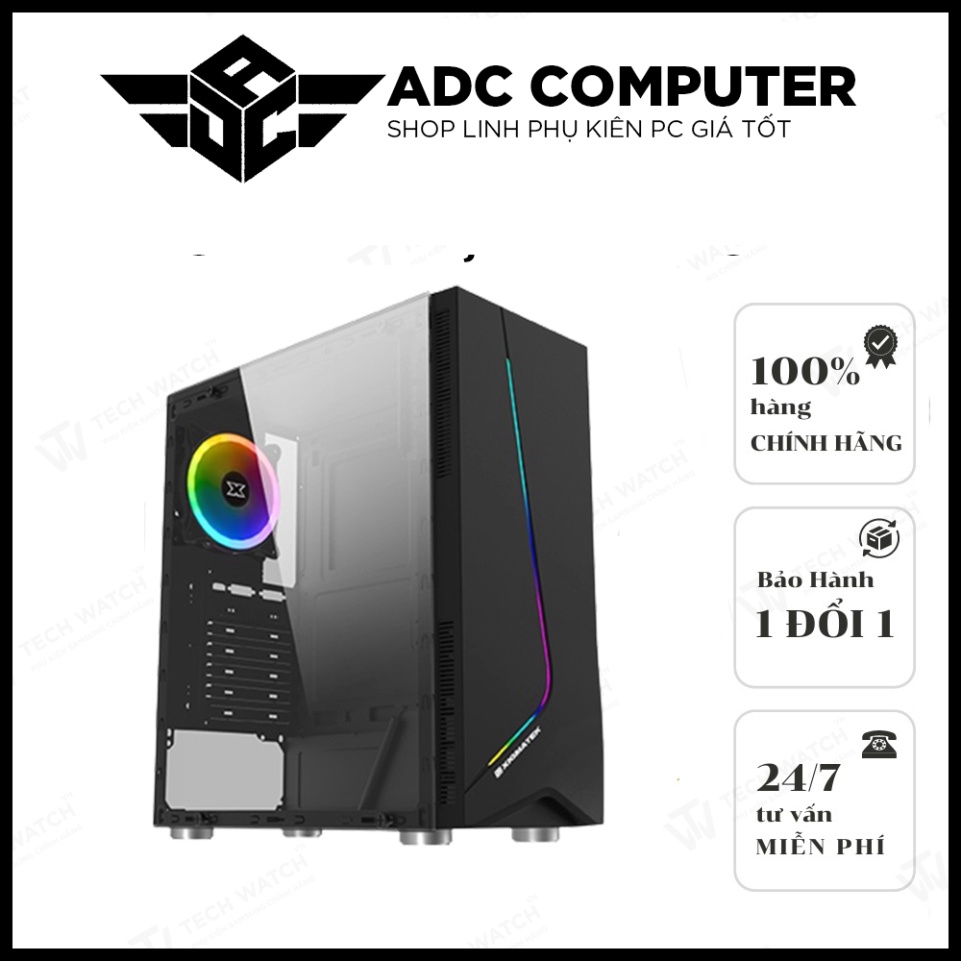 Vỏ Case máy tính cá nhân RUIX A1 - ATX, Dải led RGB, Mặt Hông Kính cường lực chống va đập MeCa chính hãng