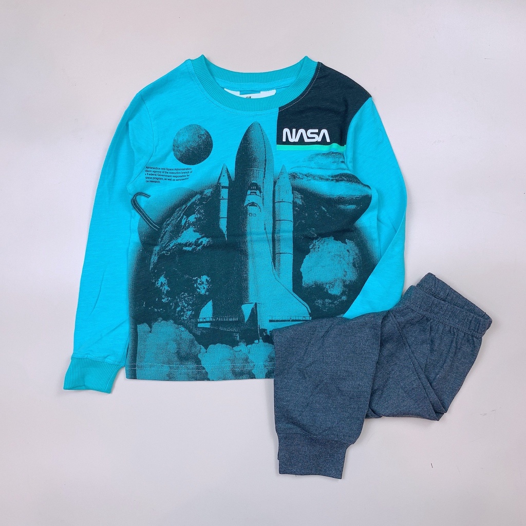Bộ cotton vải dư HM nhiều hình Bé Trai size 2 - 10y