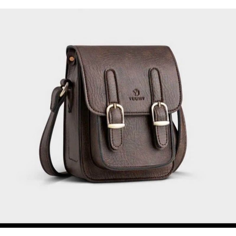 Túi Đeo Chéo, Đeo Vai Đựng Điện Thoại Da Nguyên Miếng - Đen Nâu Bò