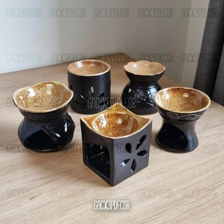 Bếp xông tinh dầu dùng nến men nâu Bát Tràng
