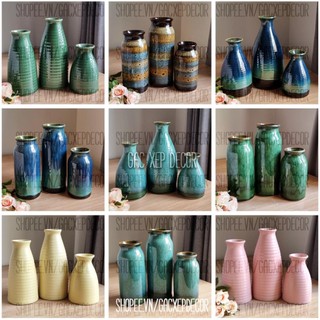 Lọ hoa gốm sứ trang trí nhiều mẫu - Bộ 3 lọ hoa - Bát Tràng