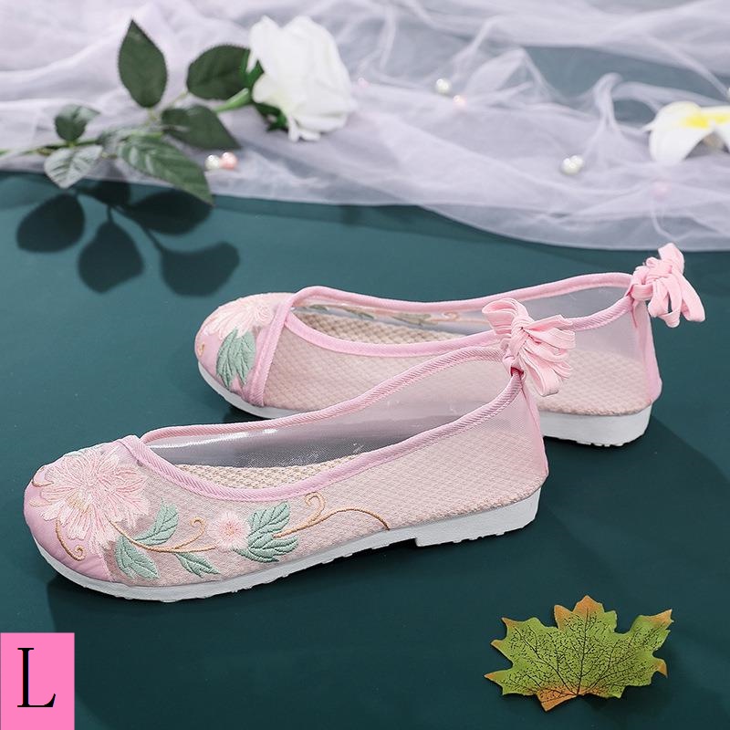 Giày Vải Lưới Thêu Hoa Thoáng Khí Phong Cách Trung Hoa Cổ Điển Cho Nữ