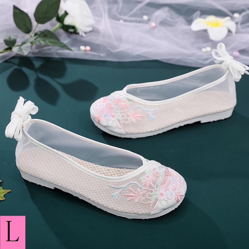 Giày Vải Lưới Thêu Hoa Thoáng Khí Phong Cách Trung Hoa Cổ Điển Cho Nữ