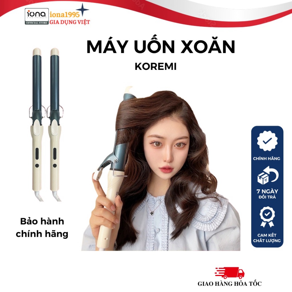 Máy uốn tóc xoăn Koremi, máy làm tóc xoăn sóng tự động tạo nếp tóc uốn xoăn tùy chỉnh bảo hành chính hãng