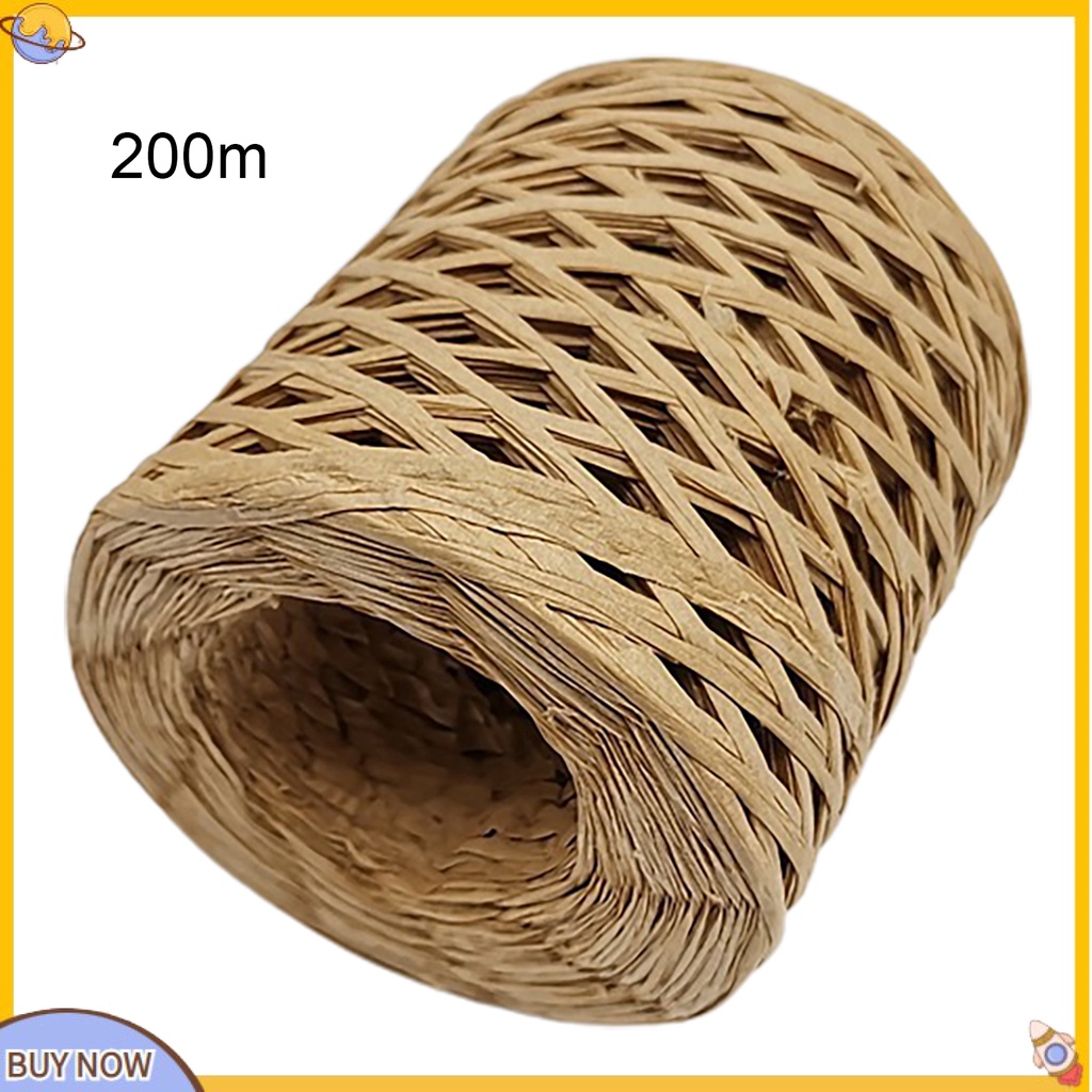 1 cuộn dây rơm raffia bản rộng trang trí gói quà DIY