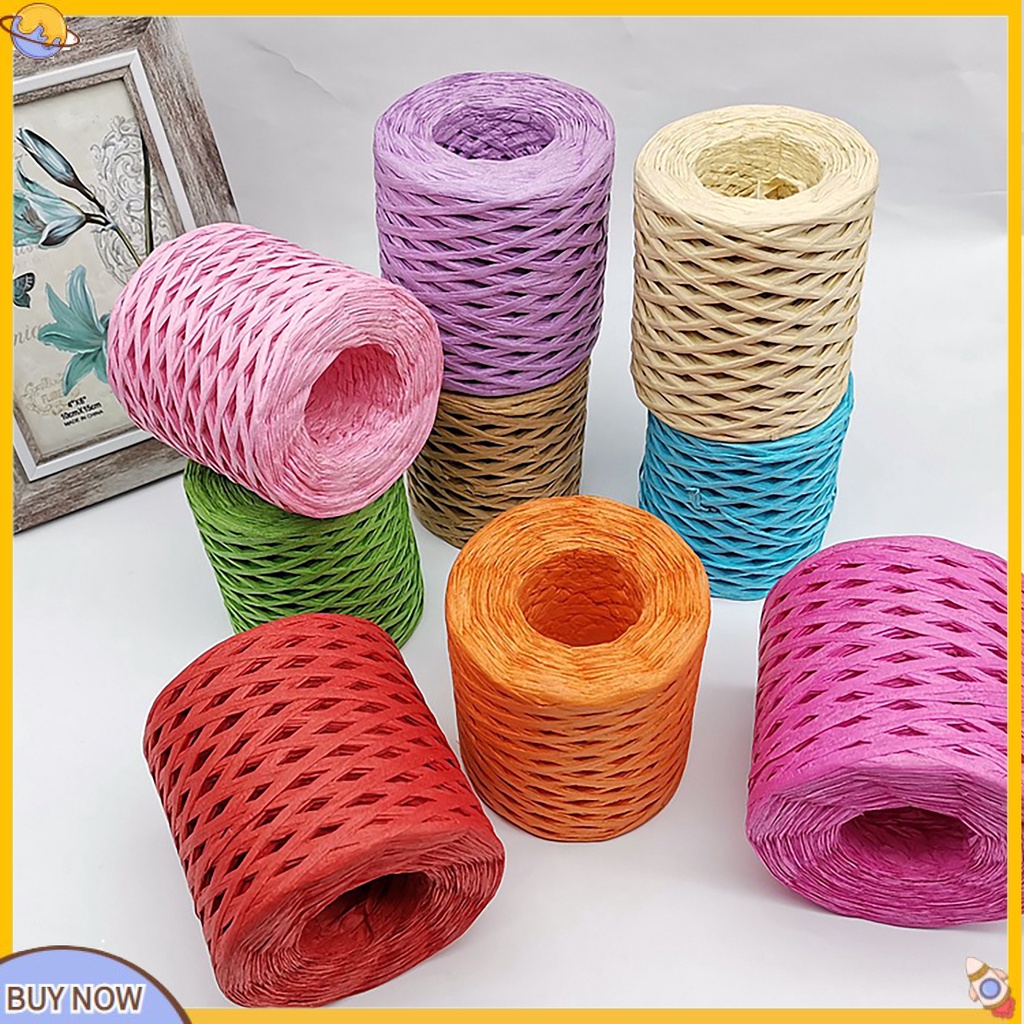 1 cuộn dây rơm raffia bản rộng trang trí gói quà DIY