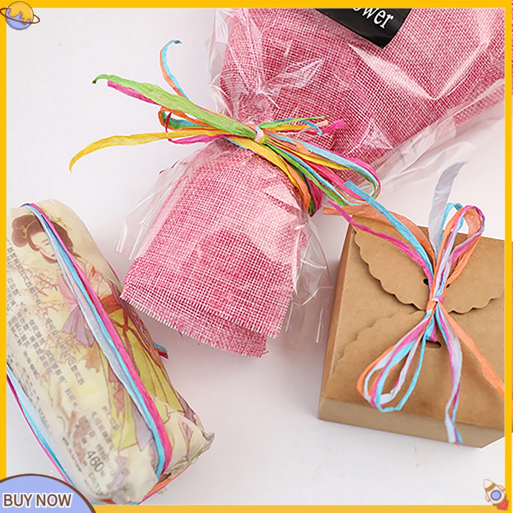 1 cuộn dây rơm raffia bản rộng trang trí gói quà DIY