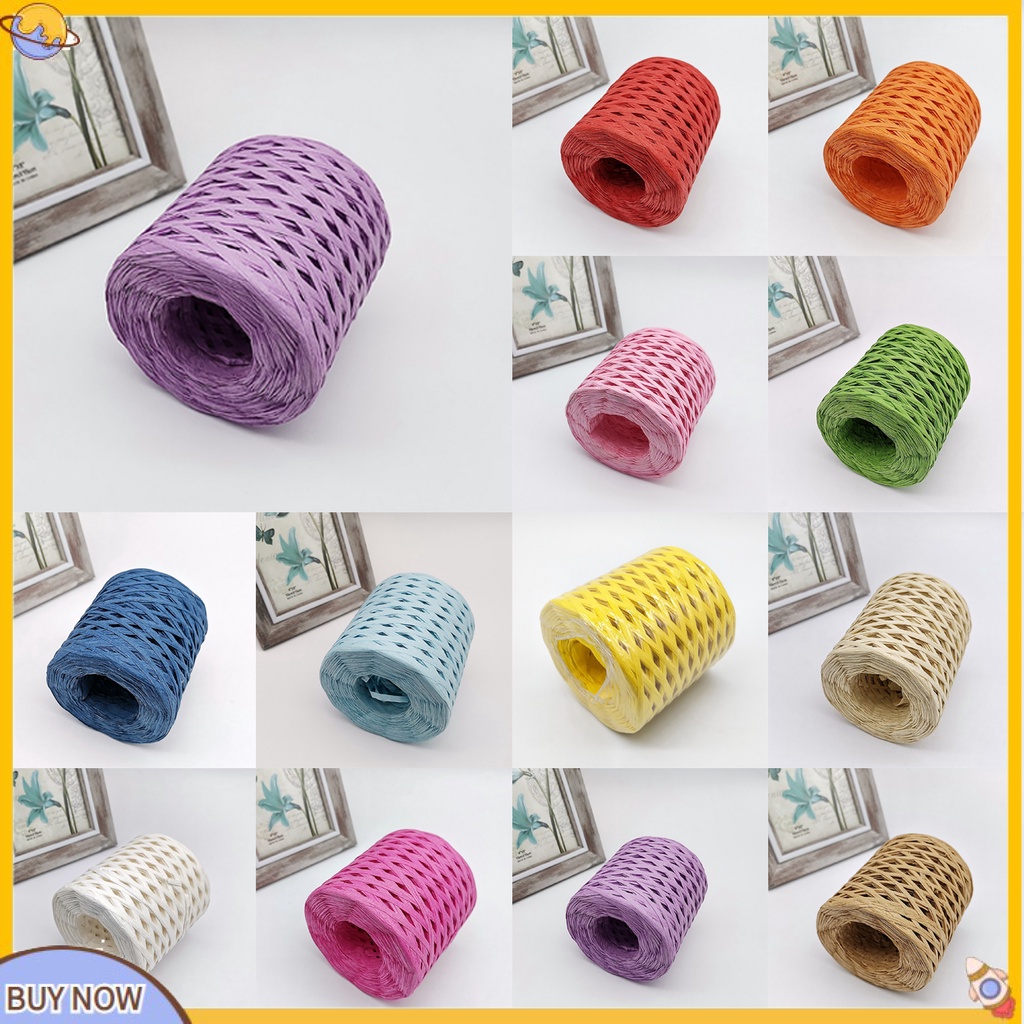 1 cuộn dây rơm raffia bản rộng trang trí gói quà DIY