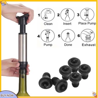 <uStuttg> Dụng Cụ Hút Chân Không Cho Rượu Vang Kèm 6 Nút Silicone